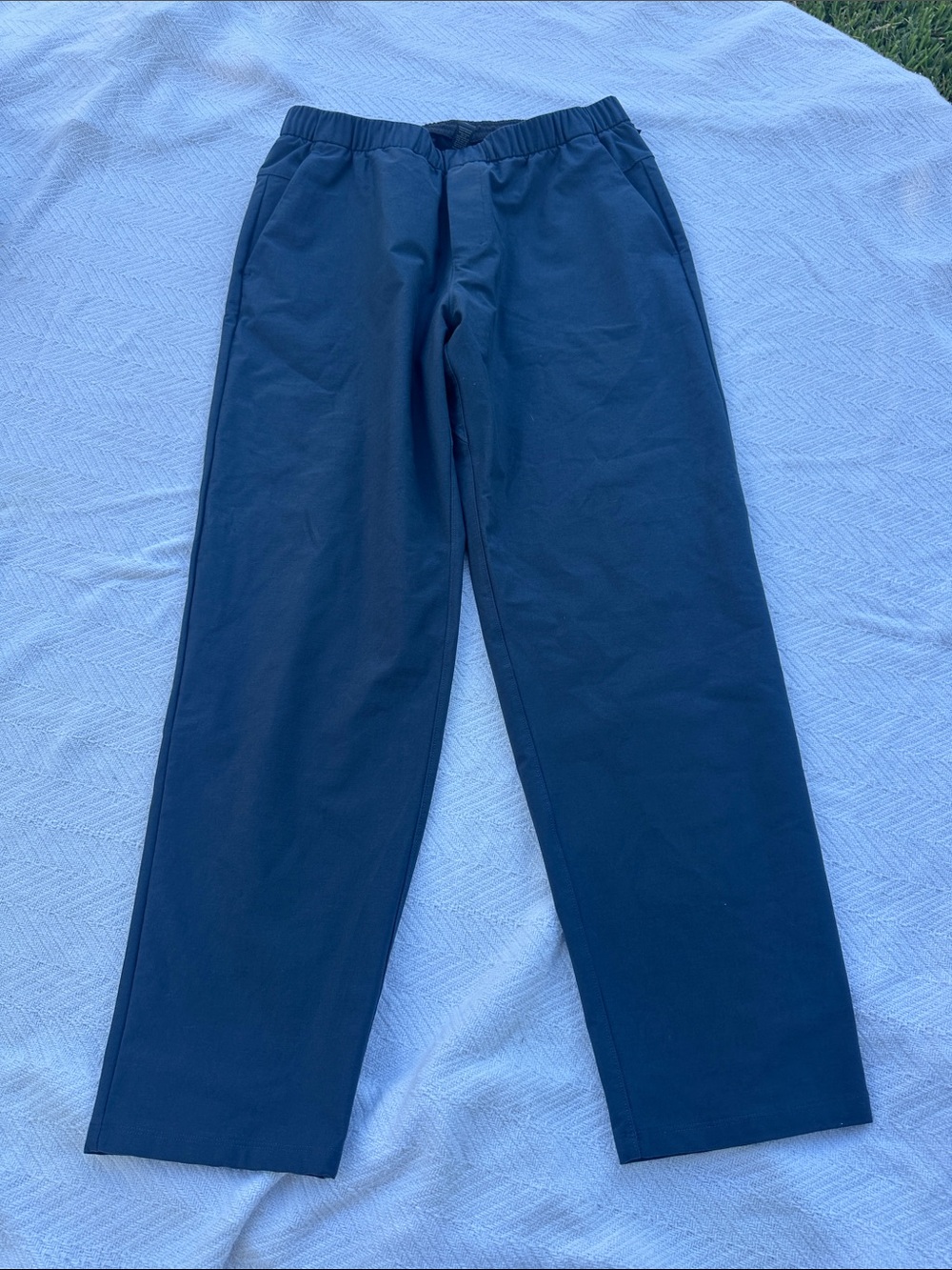 Men's Navy Elastic-Waist Straight-Leg Pants - Navy